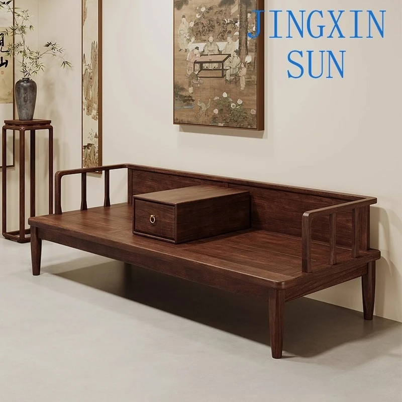 Walnut Arhat bed is simple winter and summer dual-purpose living room new Chinese home sitting and sleeping sofa sofa