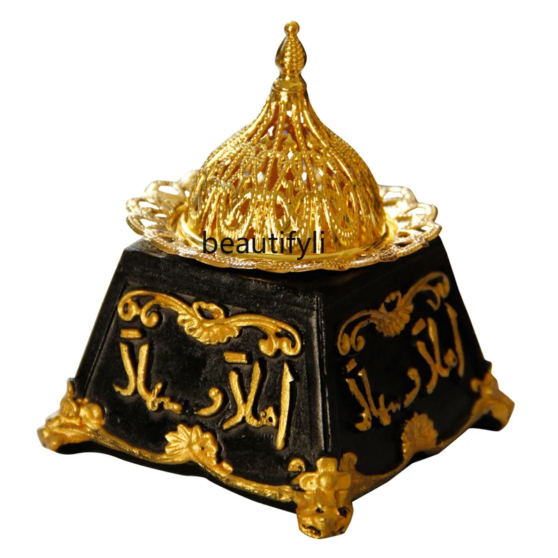 

Resin Censer Golden Middle East Metal Combination Classical Retro Style Incense Burner Decoration