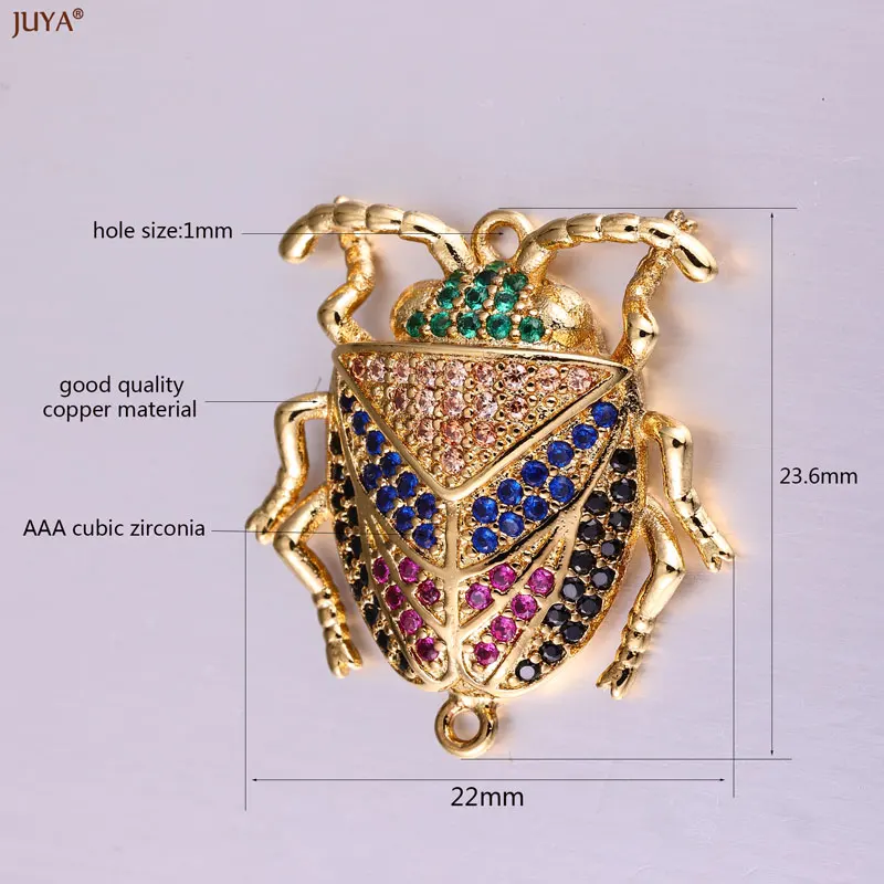 JUYA Micro-Pave-Zirkon-Insekten-Verbindungsstück, vergoldeter, versilberter oder schwarz beschichteter Bienen-, Käfer- und Insekten-Anhänger für DIY-Armbänder und Schmuckzubehör – Detail 3