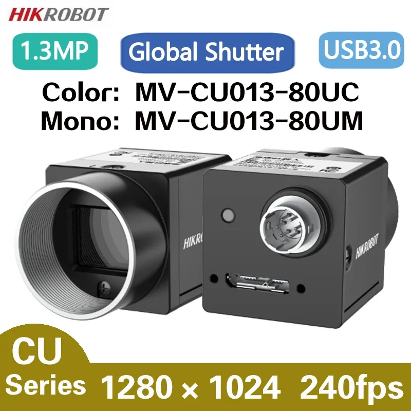 

HikRobot MV-CU013-80UC/M 1.3MP USB3.0 1/2.7" 240fps Machine Vision Color Monochrome Global Shutter Area Scan Industrial Camera