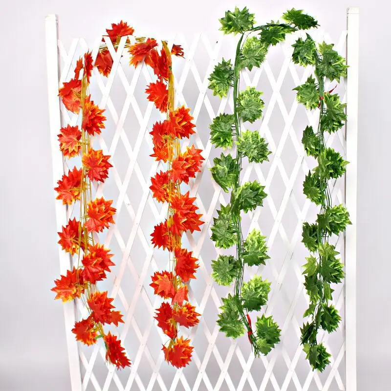 

12Pcs 2.4M Maple Leaf Vine Garland Artificial Plants Hanging Wall Rattan Patio Home Decoration Fake Leaf Ivy Vine Garden Decor