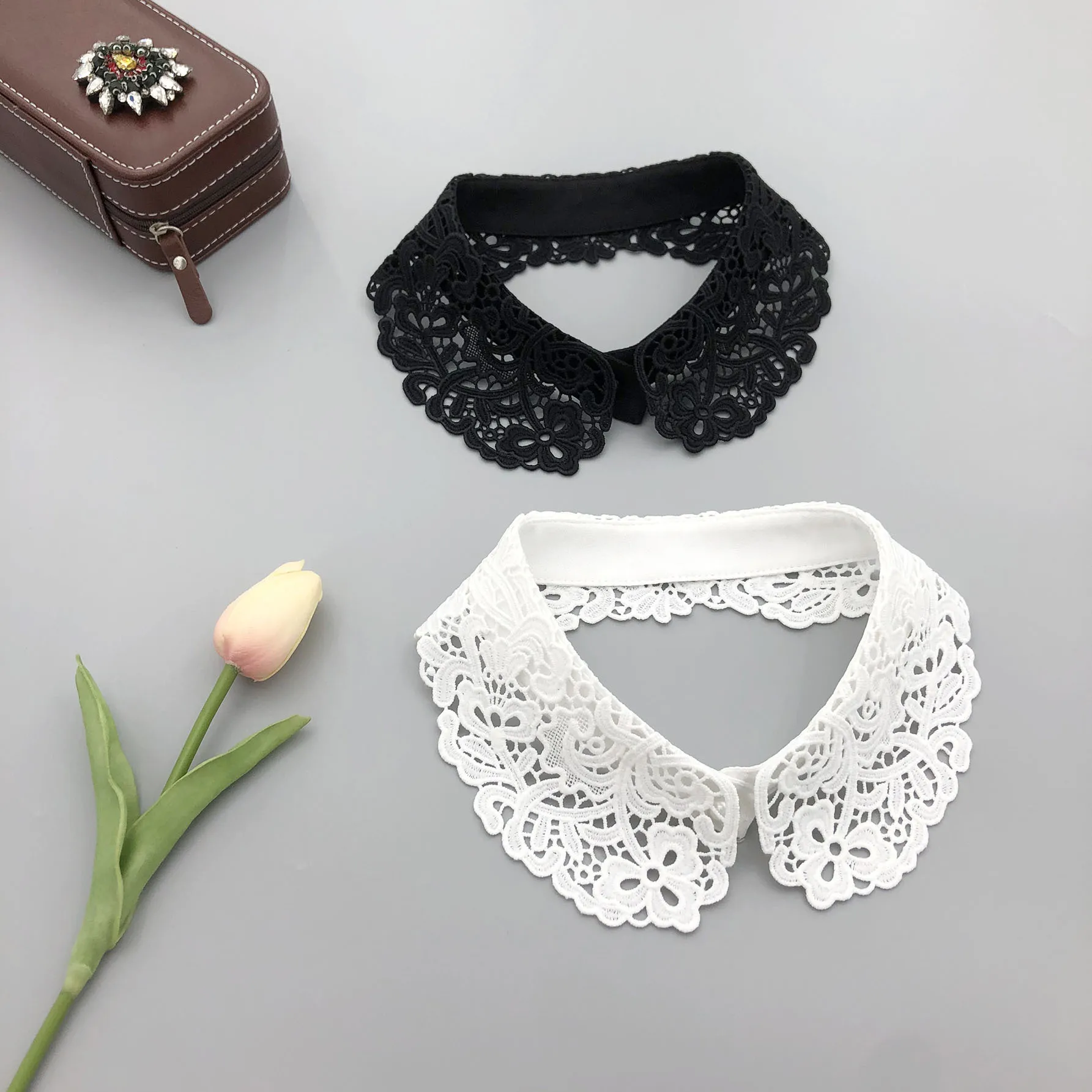 Camisa bordada de estilo coreano, collares falsos desmontables, suéter decorativo para mujer, blusa, accesorio de cuello extraíble