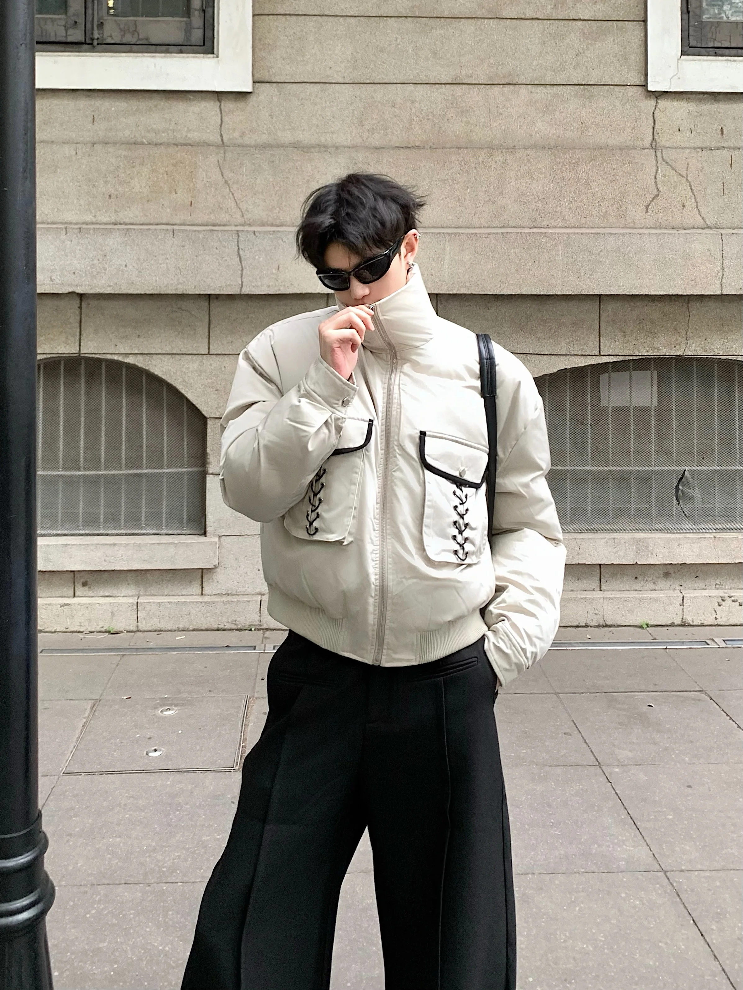 سترات رجالية جديدة لخريف 2025 بألوان متباينة وياقة واقفة سترات سميكة راقية معاطف باركاس أنيقة وسيم فضفاض مريح #4