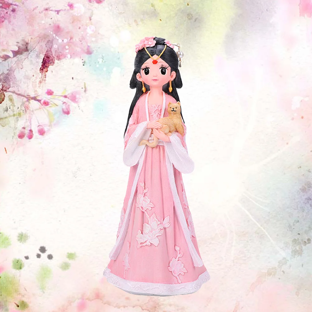

Resin Han Chinese Clothing Antiquities Adornment Ornament Desktop Adornment for Gift (Medium Size Pink)