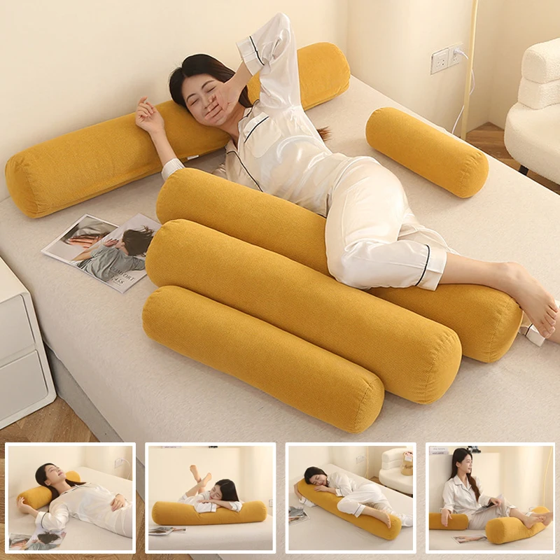 1PC Light Luxury Polar Fleece Cylindrical Pillow for Sleeping Side, Headrest Round Pillow for Bed Sofa, Removable and Washable