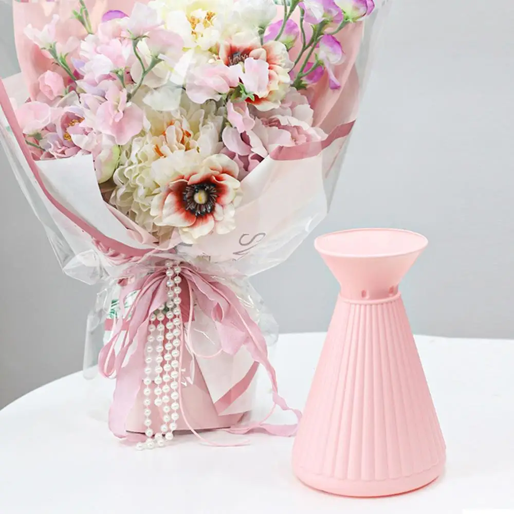 Vase Dry Flower Bottle Simple Modern Waist Cinching Creative Flower Vase Flower Arrangement Plastic Flowerpot Home Decorations