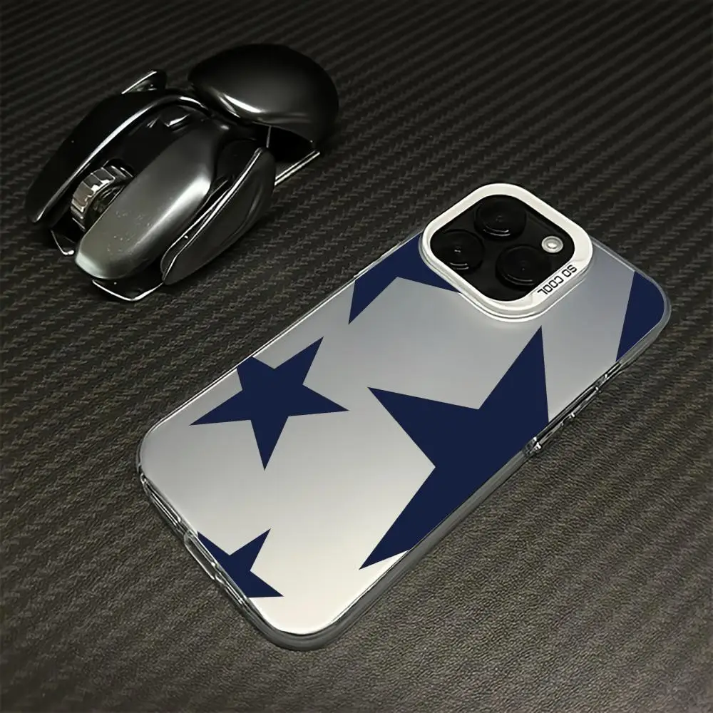 Funda de teléfono estrella minimalista azul adecuada para iPhone 17 16 15 14 13 12 11 Pro/Max/Plus contraportada anticaída y a prueba de golpes