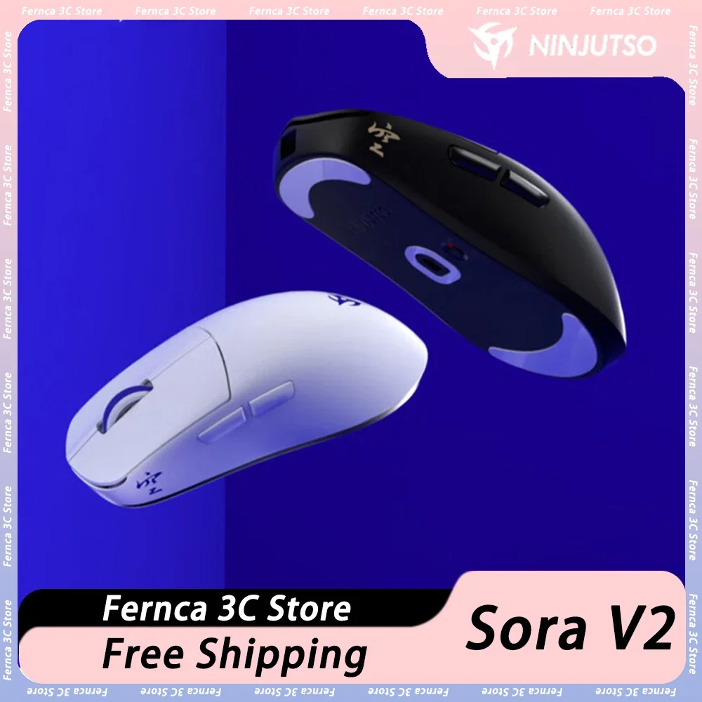 

Ninjutso Sora V2 Mouse Dual Mode Wireless Paw3395 Gamer Mouse Lightweight 8k Return E-Sports Pc Accessories Gaming Mice Man Gift