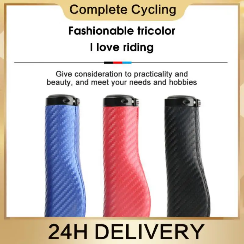 Bike Handlebar Carbon Textured Leather Hand-sewn Grips Riding Equipment Grips Pu Leather 1 Pair Bike Grip Meat Ball