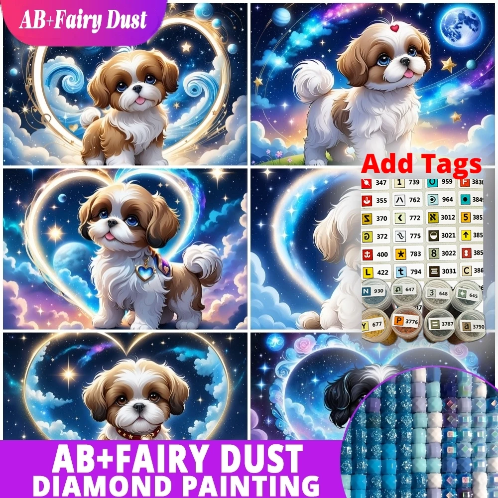 

Сказочная пыль AB поставляется с наклейками DMC, набор для алмазной живописи с милой собакой, новинка 2024, полная мозаика, стразы, ручная вышивка
