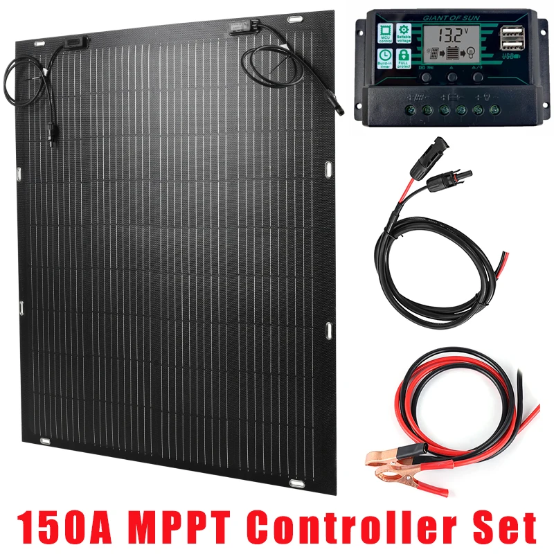 1000W/m2 Solar Panel+Pure Sine Wave Inverter-135W ETFE Solar Plate Battery Charging Power Bank for Home Outdoor Camping RV Boat