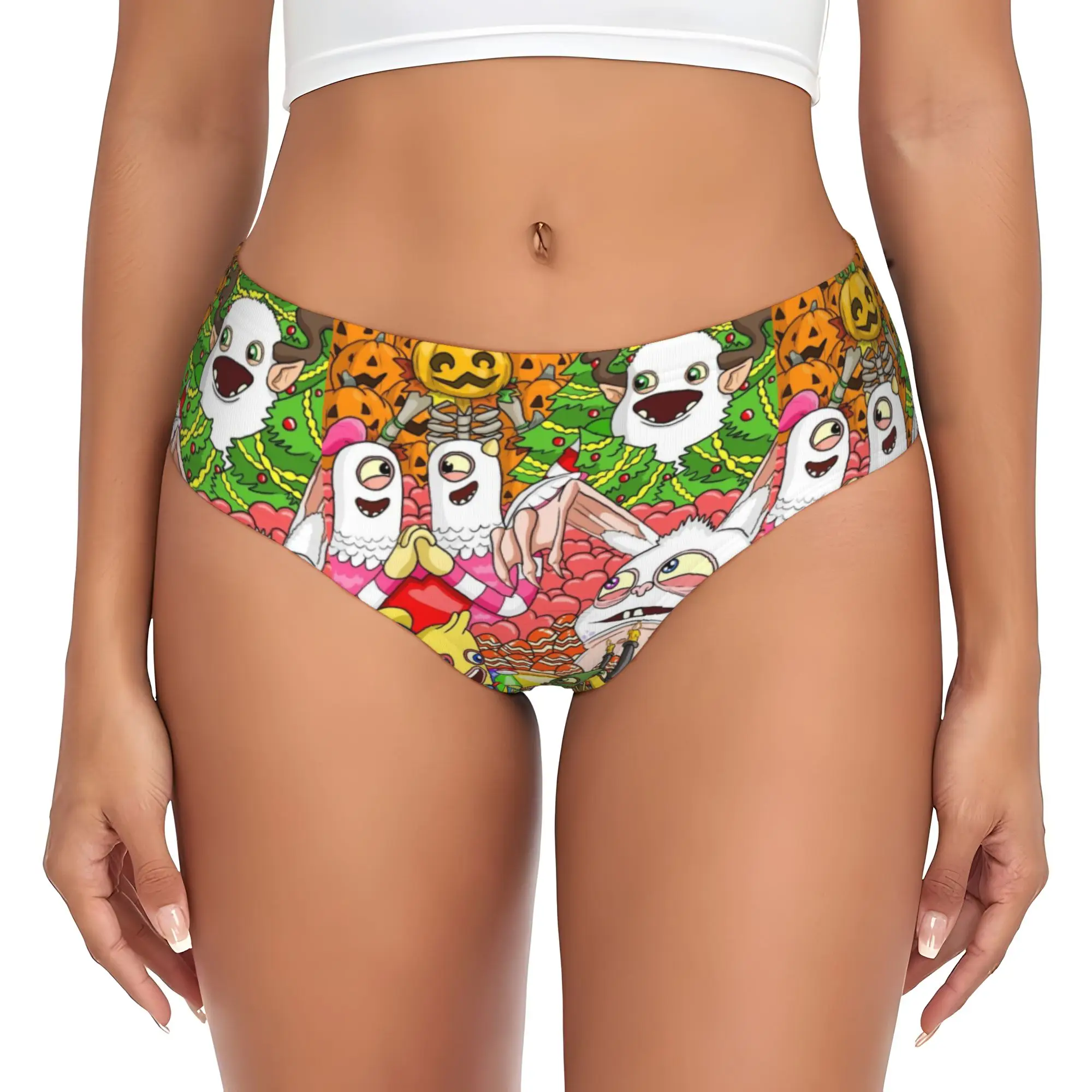 Custom My Singing Monsters   Brief Panties Women Breathable Stretch Seasonal Monsters Underwear