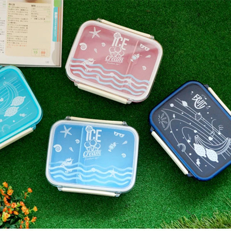 Bento Box da 600ml a strato singolo con distanziatore scatola da pranzo per microonde per bambini scatola da colazione per studenti carina Snack