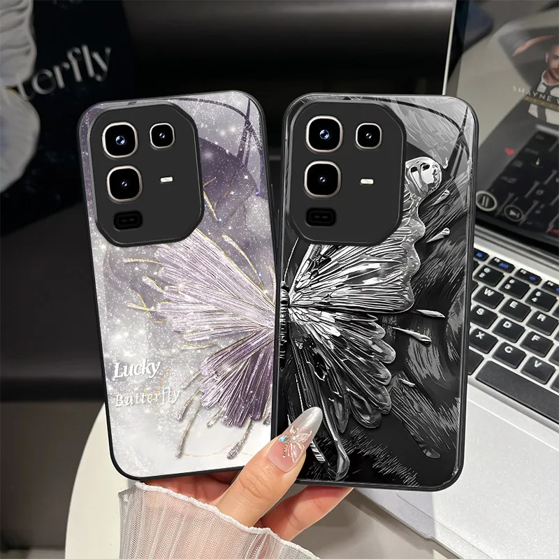 For Infinix Note 50 Pro Plus 50X 50S Note50 Pro+ Phone Casing Flower Butterfly Cover X6855 X6858 Fashion Tempered Glass Case