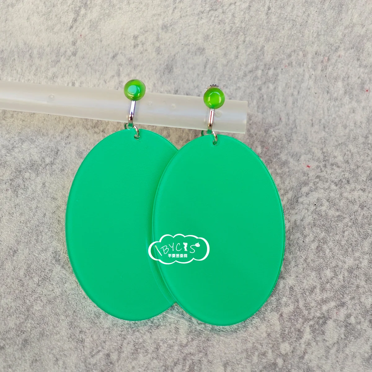 Ayase Momo Cosplay Earrings Green Oval Stud Ear Clip Necklace choker Set Accessories
