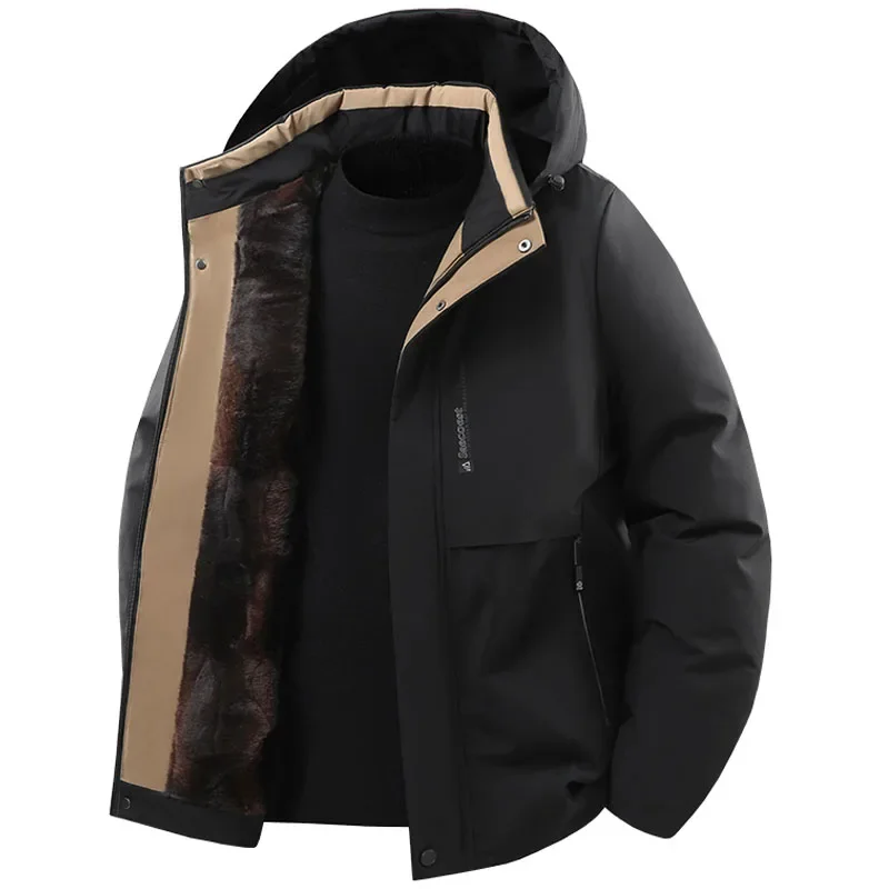 Men's Jacket Stand Collar Stamp Mens Parka Winter New Down Jacket Fleece Warm Jackets Men Business Leisure Coat Baseball Coats