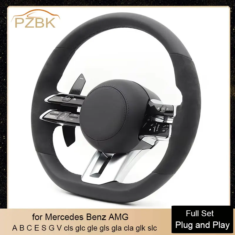 

Car Steering Wheel with Carbon Paddle Set for Mercedes Benz AMG W205 W177 W217 W222 W223 W257 W292 W463 CLS GLC GLE GLA GLA CLA