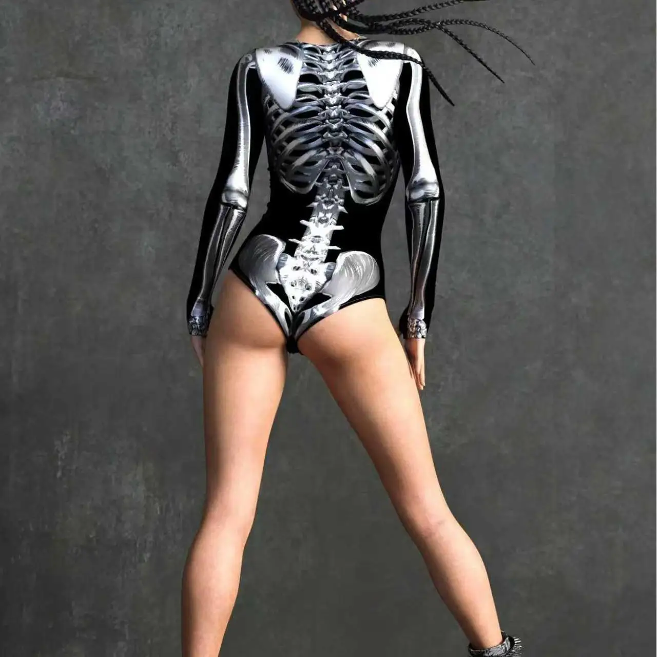 Damen Blauer Schlangenleder-Cosplay-Jumpsuit Badeanzug Netz Langarm Bademode Sexy Party Performance Tropische Oberteile Bodysuit – Detail 15