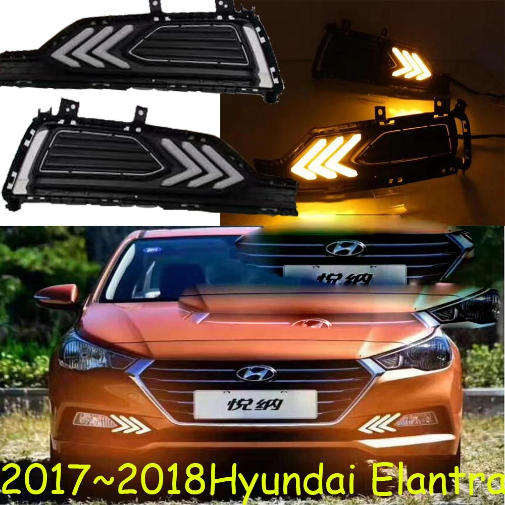 car bumper solaris headlight for Hyundai Accent daytime light 2017~2018y DRL car accessories LED headlamp for accent fog light