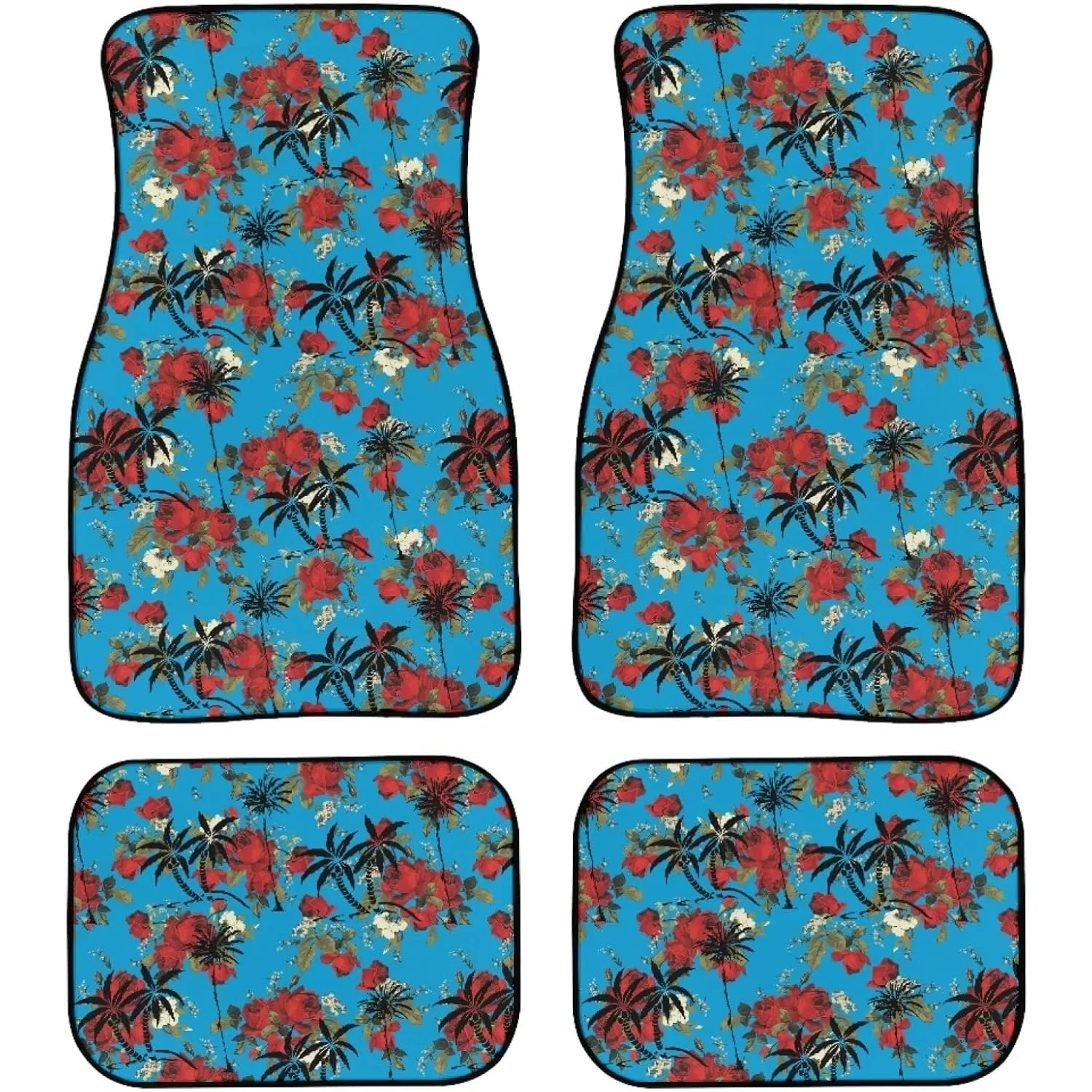 Set Of 4 Auto Floor Mats, Durable Car Mat Collection Suitable For Cars, Suvs, And Trucks, All-Season Vehicle Additions (Hawaiian