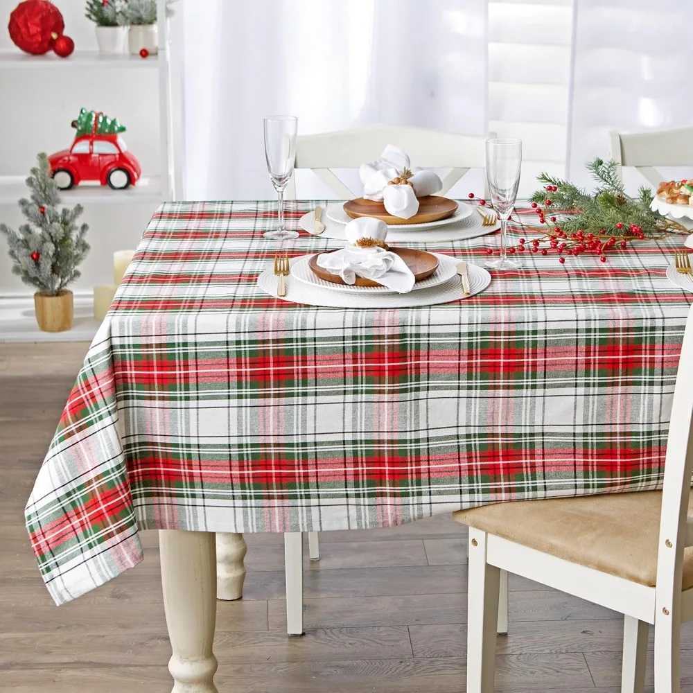 

Tartan Plaid Collection Holiday Dining Table & Kitchen Décor, Rectangle Christmas Tablecloth, 60x84