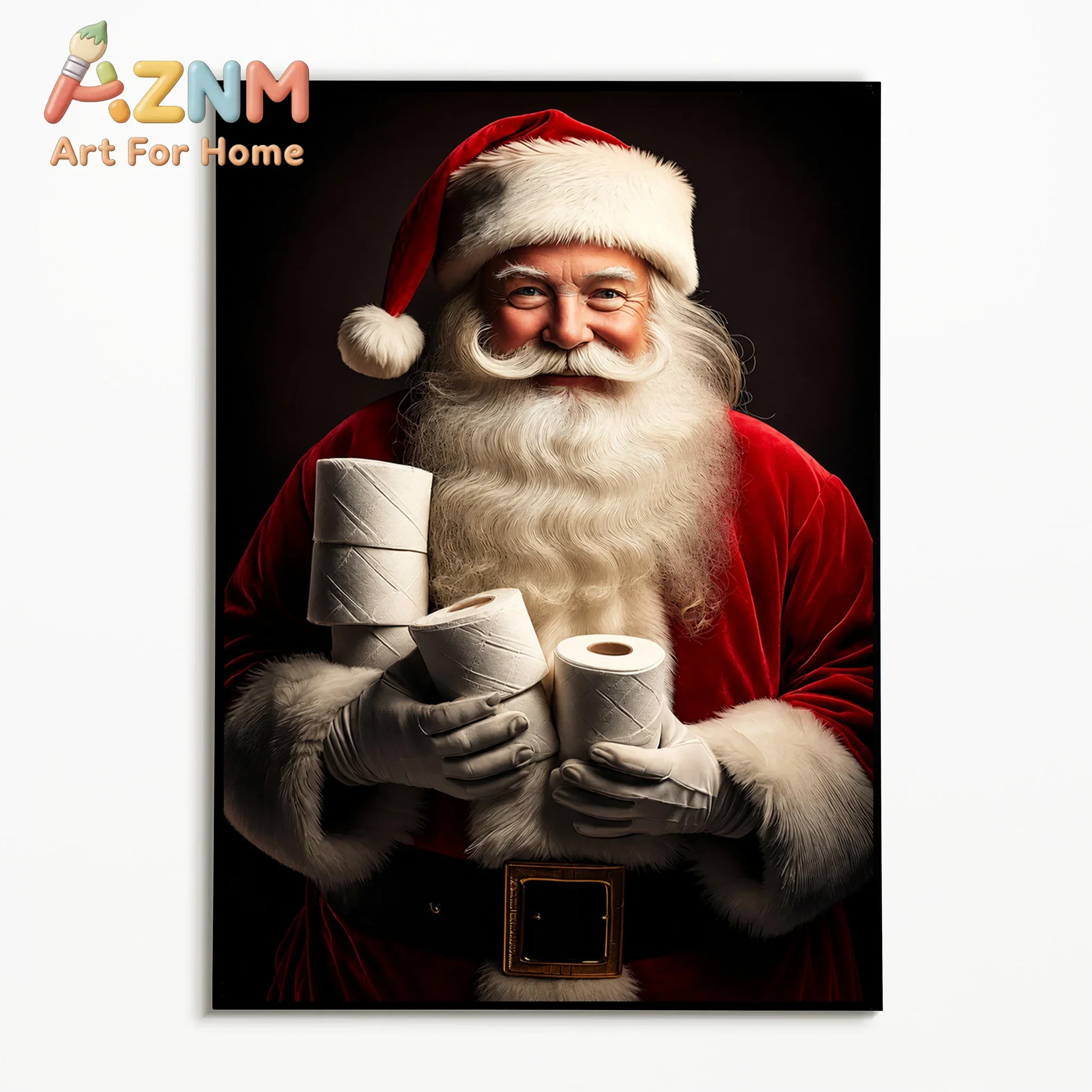 1PC Humorous Santa Claus Poster Christma Bathroom Wall Art Winter Retro  Canvas Printing Festival Gift Toilet Wall Decor