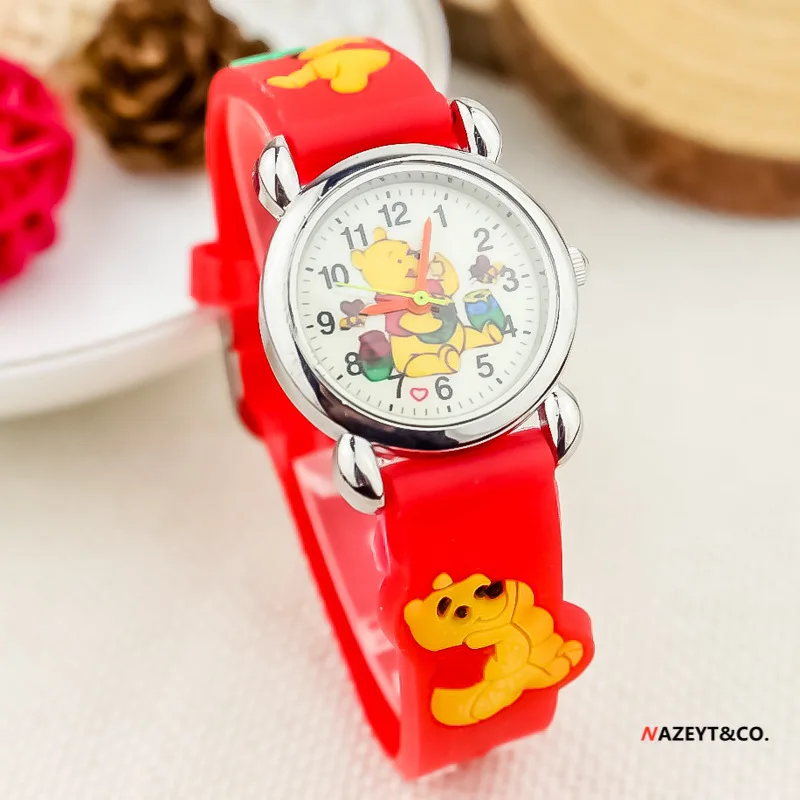 New Disney Winnie the Pooh Children's Electronic Watch Anime Character Cartoon Cute Analog Digital Quartz Watch kids toy gifts