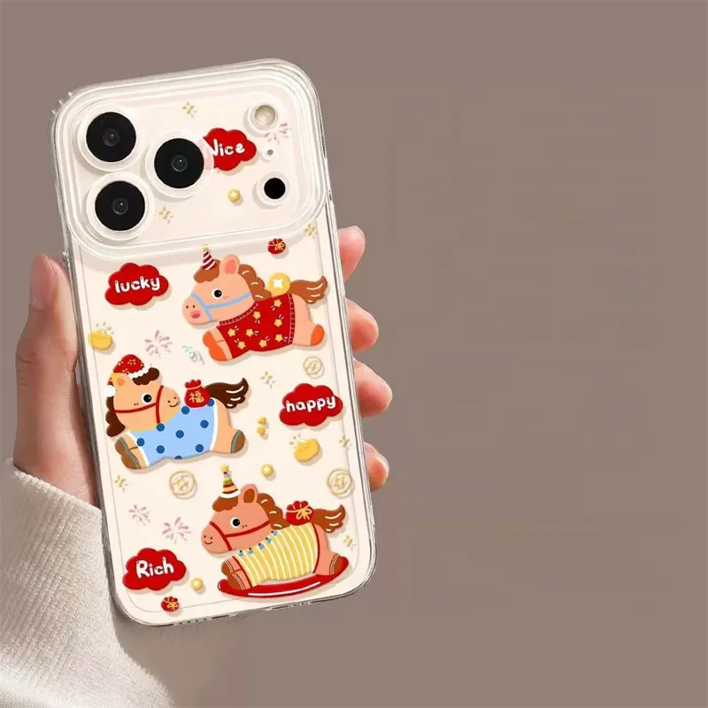 Funda Transparente con Diseño de Pintura al Óleo para iPhone 17 Pro Max 17e, Funda Protectora de TPU con Diseño de Unicornio para iPhone Air 16 16e 15 14 8 7 Plus SE