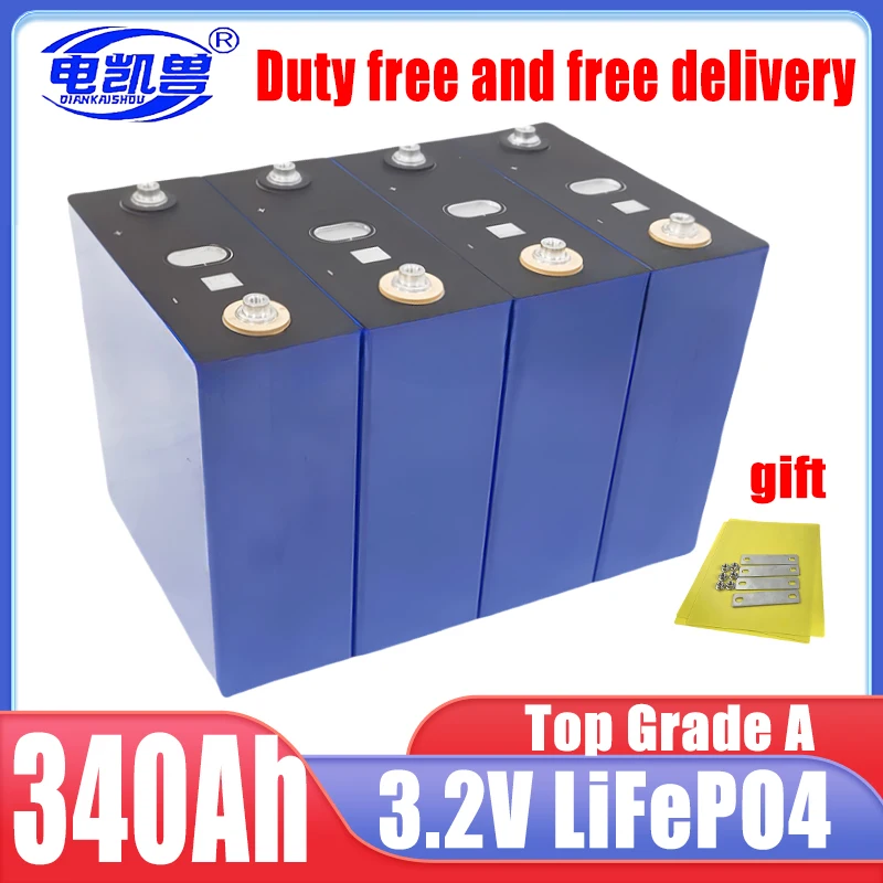 3.2V 340Ah 10000+ cycles new Lifepo4 battery GRADE A DIY 12V 24V 48V RV solar storage golf cart battery pack EU/US tax-free 