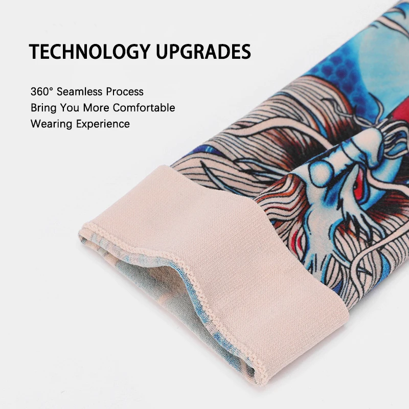 UV Protection Tattoo Arm Sleeves Cycling Unisex Cooling Ice Silk Breathable Stretchable Seamless Fishing Driving Tattoo Cover Up - view 4