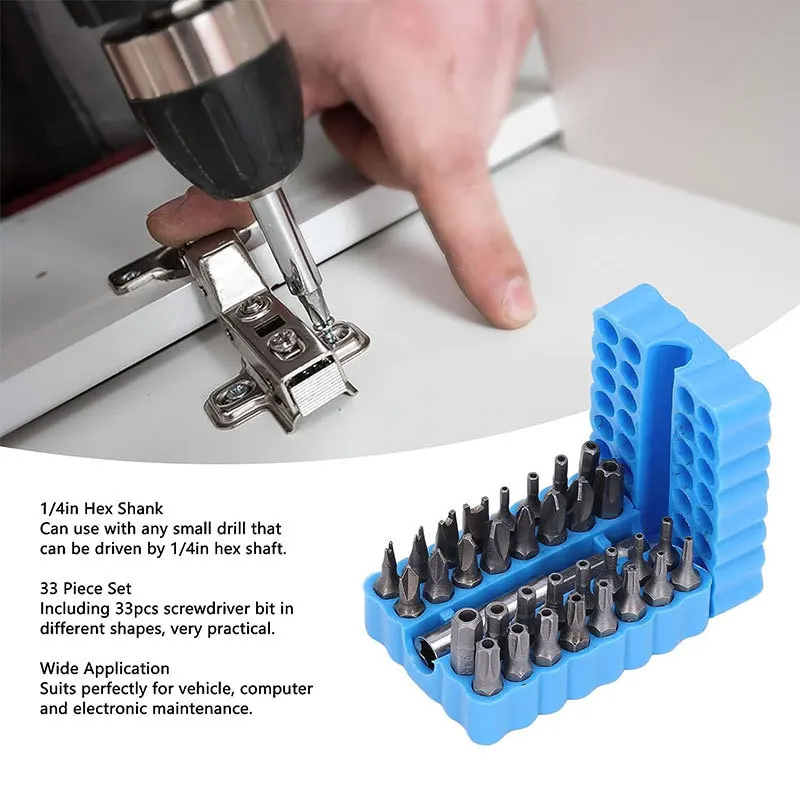Portable 33-Hole Bit Holder Organizer for 1/4
