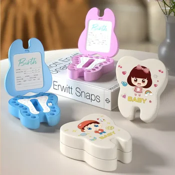 Caja organizadora para dientes de bebé, almacenamiento de dientes de leche para niños, caja de guardar Umbilical Lanugo, accesorios de recuerdo para bebé, caja de recuerdos ABS