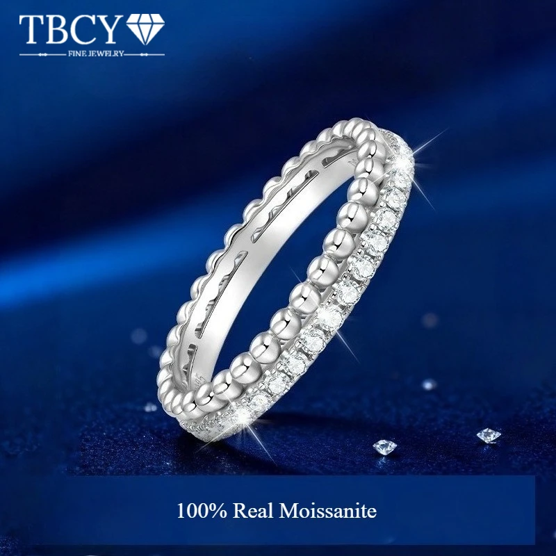 

TBCYD D Color Double Ring 2-in-1 Design Moissanite Diamond Ring for Women 925 Sterling Silver Luxury Enternity Band for Classic
