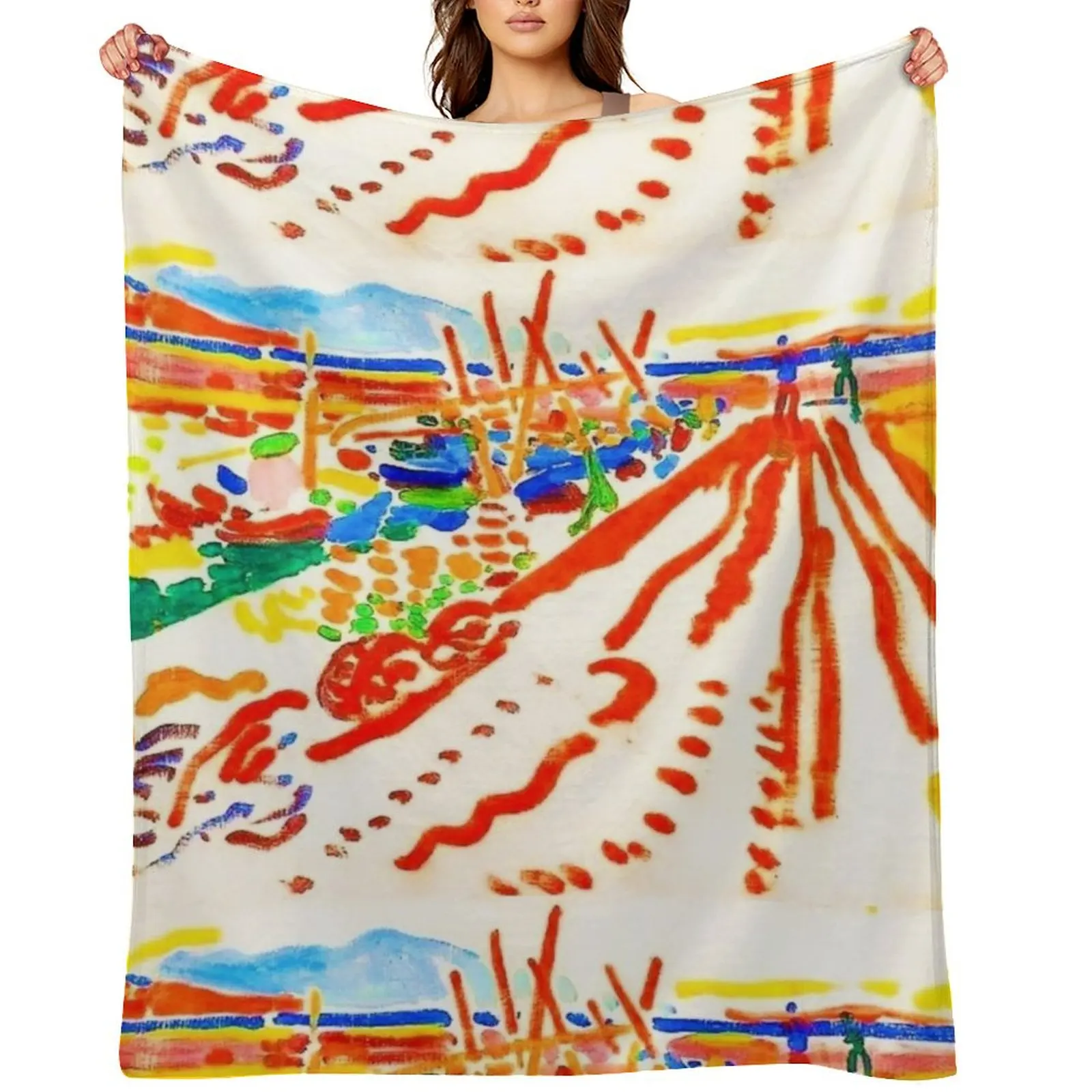 

Andr Derain 1906, La_jete  'Estaque, oil on canvas Throw Blanket Beach Loose Hair Hairys Blankets