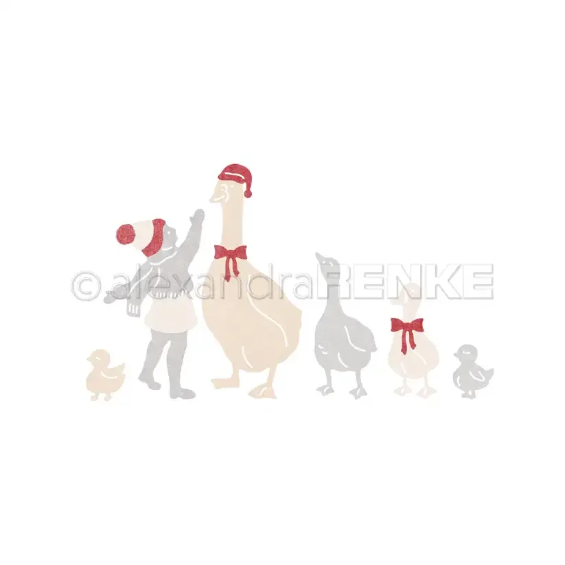 

New Christmas Child With Family Of Geese Metal Cutting Dies Scrapbook Diary Decoration Embossing Cut Template DIY Make Card