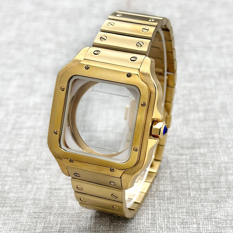 Mod 38mm Transparent Back Santo Case Strap Set NH35 Watch Case Fit For 7S26 NH35 NH36 Movement 27.5mm Dial Men's Watch Case