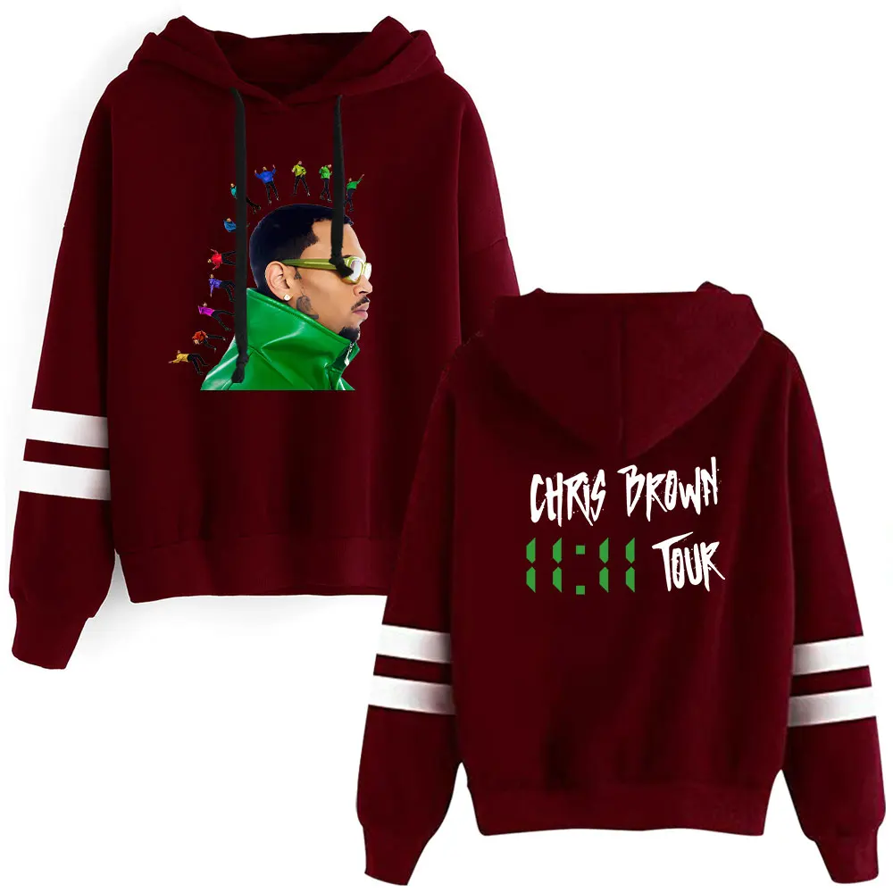 Chris Brown merch the 1111 tour rapper  Hooded Long Sleeve Pocketless Sweatshirt Men Women hip hop  Pullover