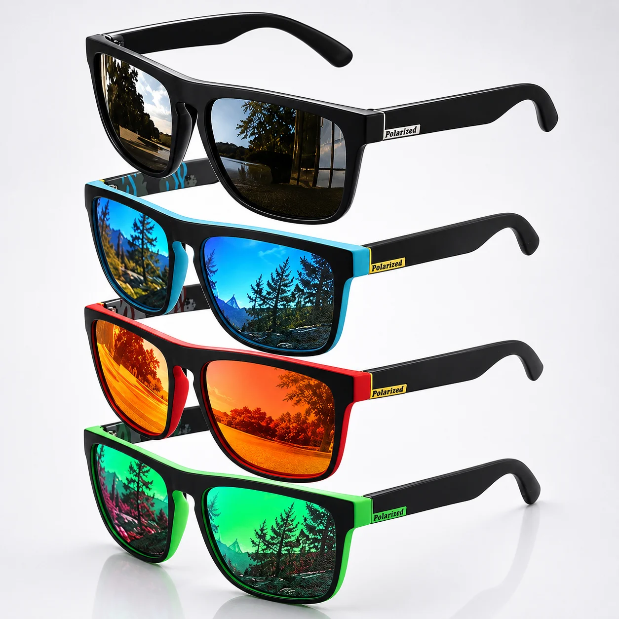 1/3/4PCS Polarized Sunglasses UV400 TAC Lens Classic Square Retro Driving Glasses for Fishing Hiking Outdoor Activities