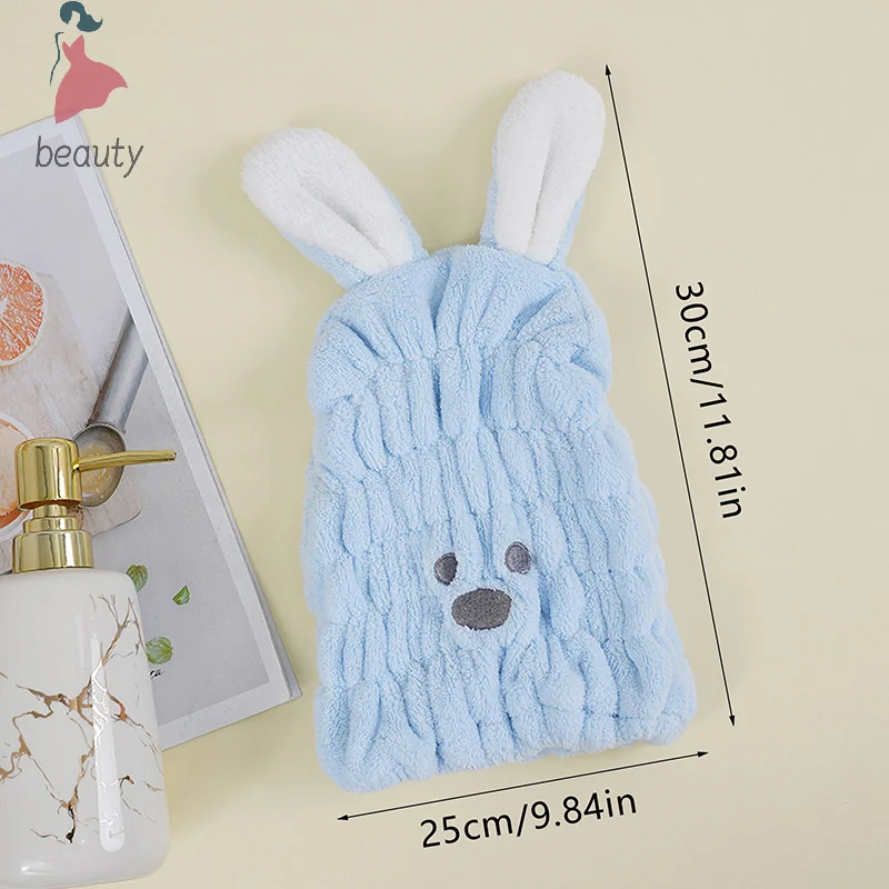 Coral Fleece Hair Towel Super Absorbent Quick Dry Child Cute cartoon Animated Drawing Baby Rabbit Ears For Girls Princess