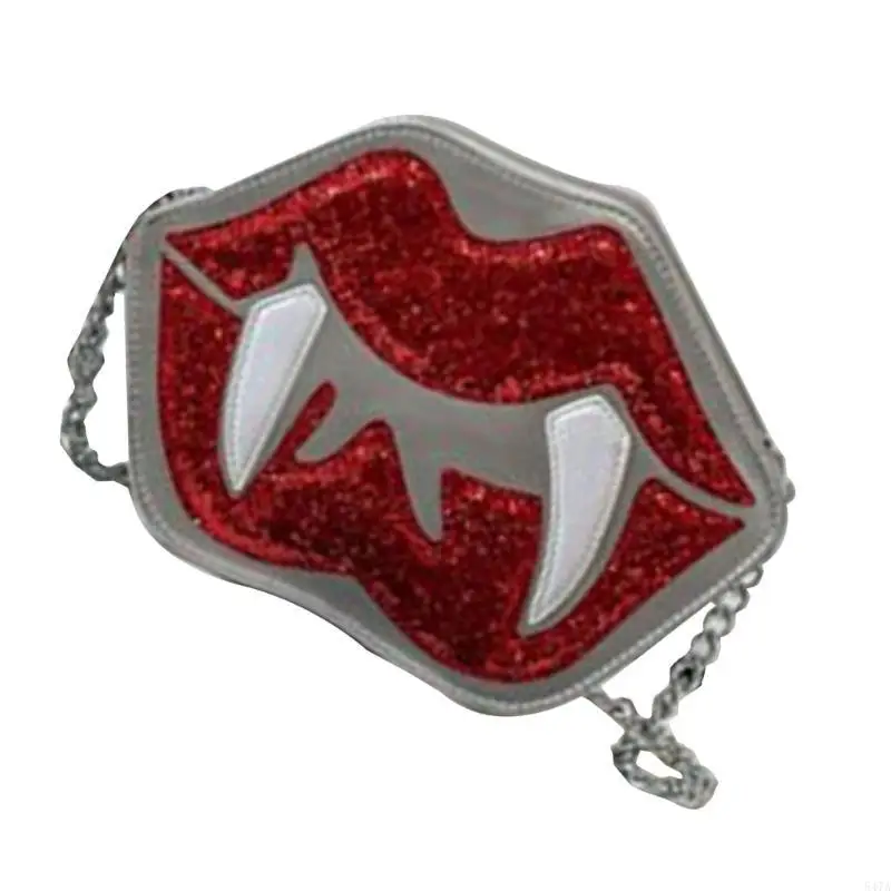 

Gothic Shoulder Purse with Chain Lip Sequined PU Crossbody Bag 547A