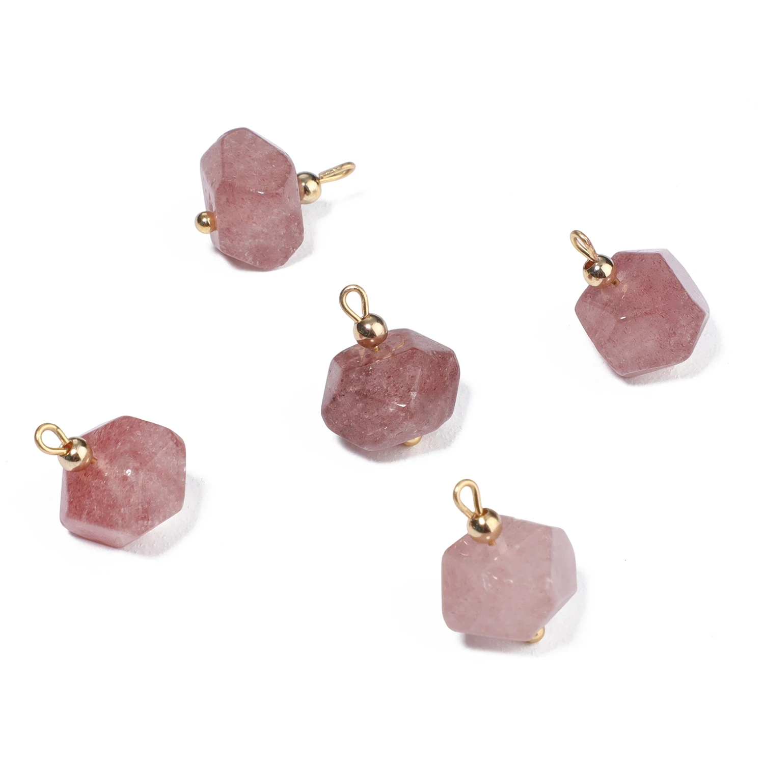 5PCS Natural Stone Polygon Semi-precious Pendant Charms