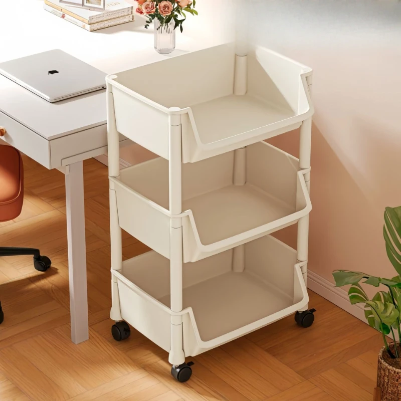 

Floor Simple Bookshelf, Multi-Layer Storage Cabinet with Wheels, Home Children's Narrow Gap Shelf, Wall-Side Small Bookcase