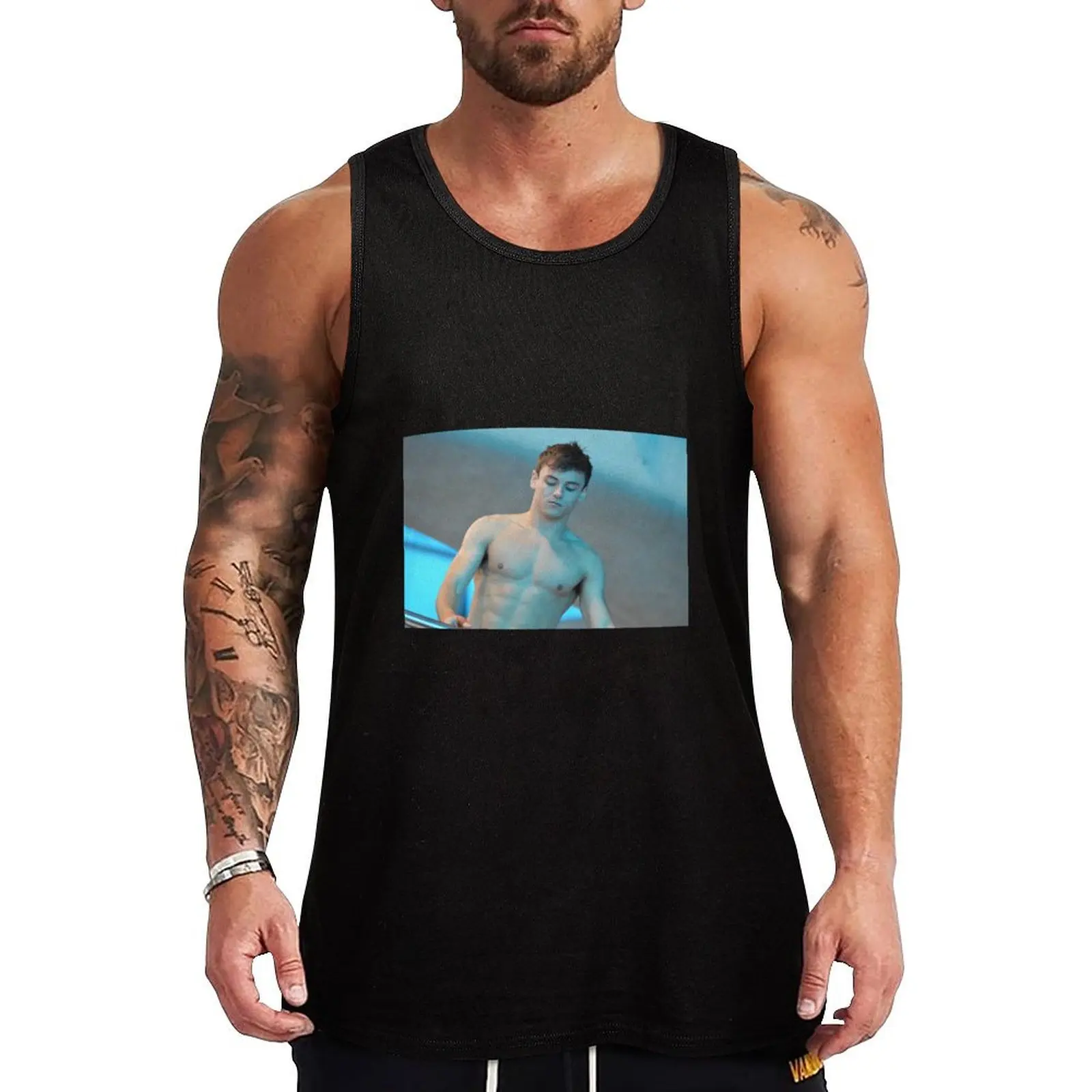 

Tom Daley 2016 with GB towel Tank Top men clothing cotton t-shirts man