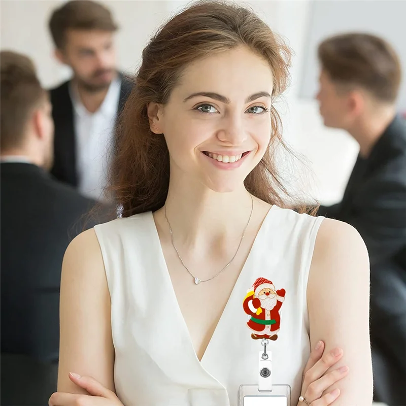 

A23F-Рождественский бейдж, катушка, фетровый держатель для бейджа, для медсестры, учителя, женщин и мужчин, офисные чулки, украшение, подарки