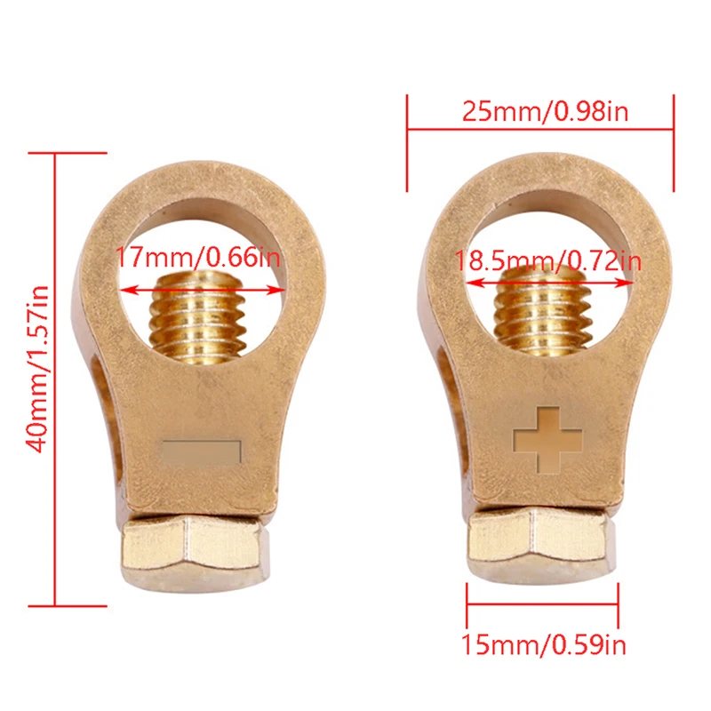 Copper Car Battery Terminal Wire Cable Clamp Top Quick Post Terminal Positive Negative Electric Connector Clamps Auto Accessorie