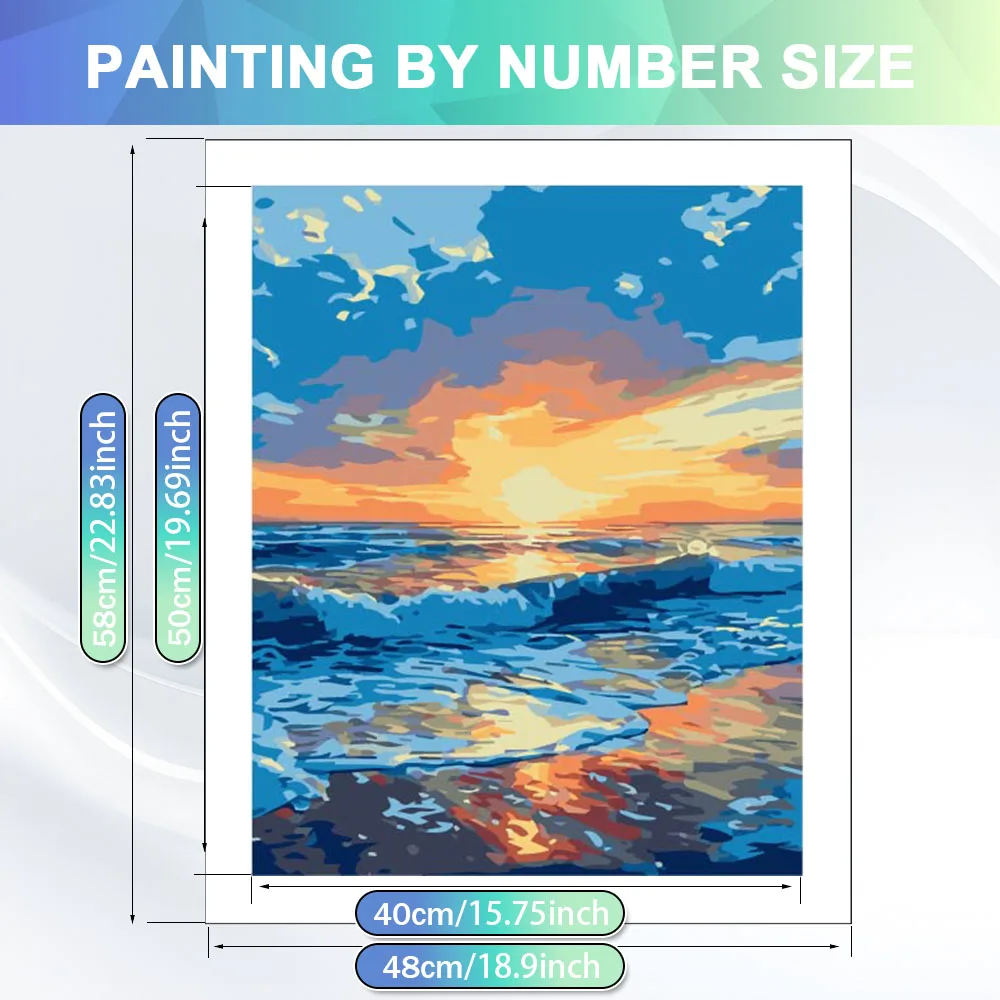 HUACAN Paint By Adult Numbers Seaside Landscape Draw On Canvas Sunset Sea Art Paint By Pay Adult