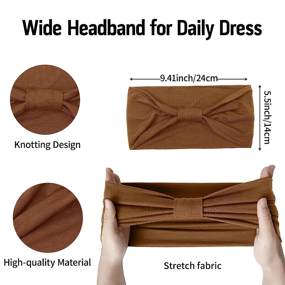 Breite Stirnbänder für Frauen, stilvolle Kopfwickel, Boho-Haarbänder, Sport, Yoga, Turban, Baumwolle, rutschfestes Bandana, Haar-Accessoires – Detail 4