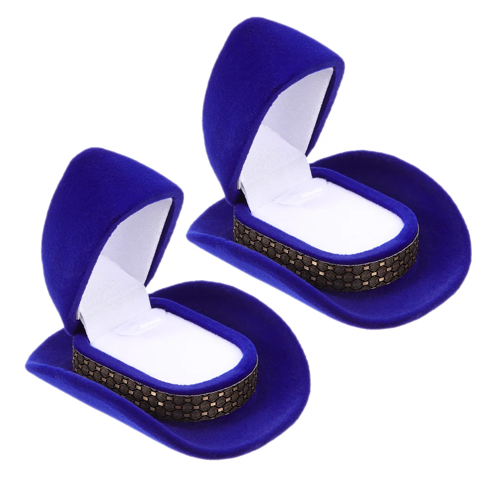 2 قطعة قبعة رعاة البقر صندوق مجوهرات النمط الغربي حلقة عرض حامل لخواتم القلائد أقراط حقيبة للتخزين الزخرفية