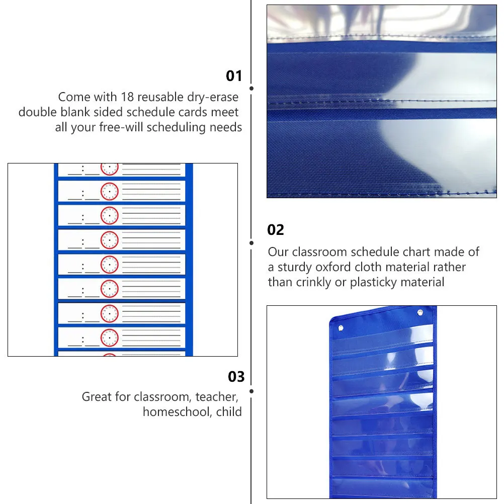 

Time Planning Pocket Chart For Classroom Oxford Cloth Daily Schedule Board With Reusable Dry Erase Cards Teaching