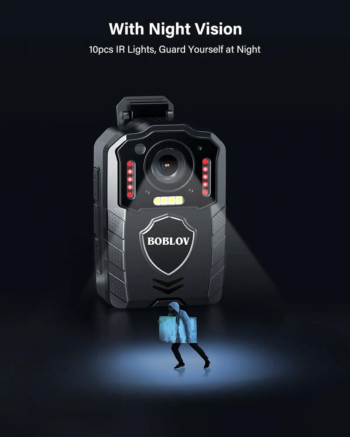 BOBLOV 2024 New 1440P HD Body Camera KJ25 3000mAh Battery 13Hrs Recording Wearable Police Cam Law Enforcement Security Patrol